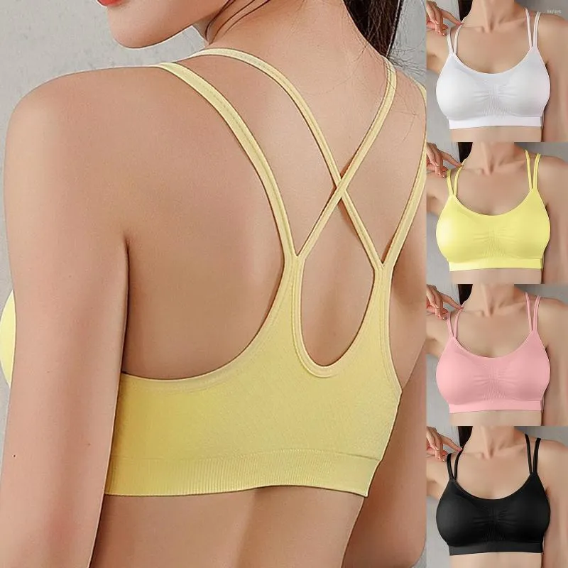 Women's Shapers Women's Comfortable And Sexy Thin Shoulder Strap Back Yoga Exercise Fitness Seamless Bras Running Girl One Sports Bra