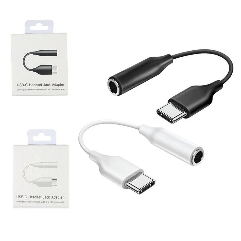 Tipo C USB C macho para 3,5 mm Adaptador de cabo de fone de ouvido Conversor AUX Audio fêmea Jack para Samsung S23 S22 S21 Ultra Note 20 Plus com pacote de varejo