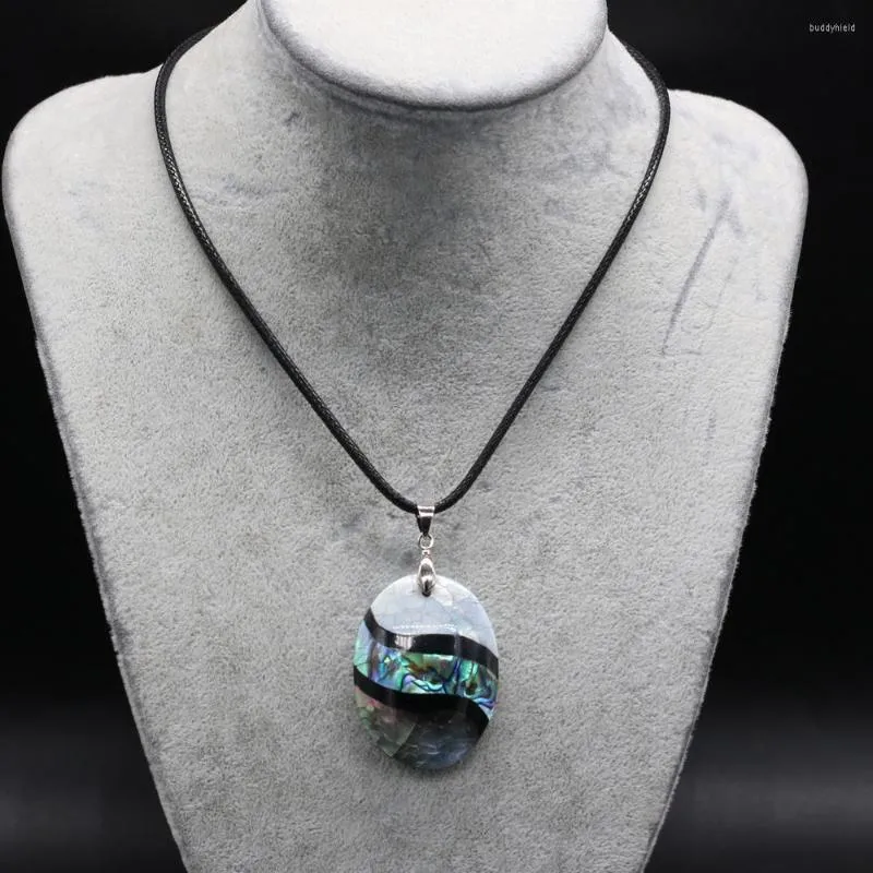 Pendant Necklaces Natural Shell Necklace Oval Shape Abalone For Women Jewelry Gift Length 55 5cm Size 28x40mm