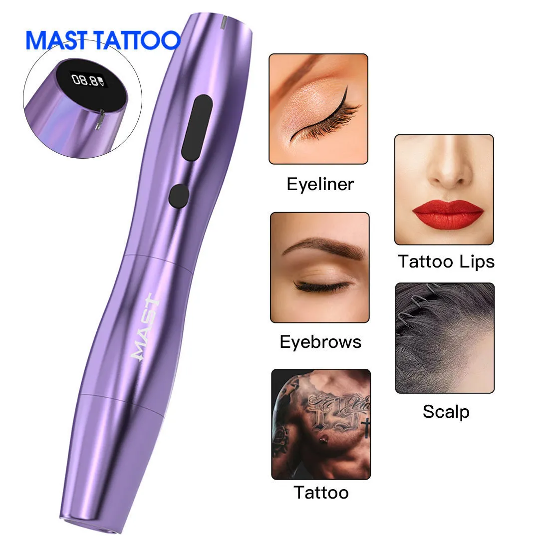 Tattoo Machine Design Mast P20 Rotary 25mm Stroke Wireless för Makeup Permanent Pen 230525