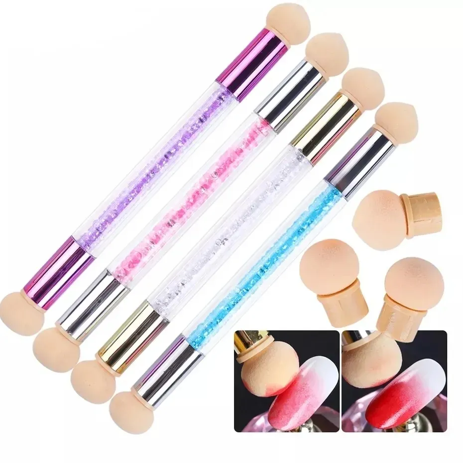 Gradiente Nail Art Pennelli Spugne Disegni Gel Smalto per unghie Glitter Polvere Pittura Disegno Acrilico Strumento per manicure 100 set