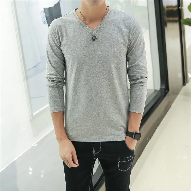 Men's T Shirts 2023 MRMT Mens Pure Color V Neck Long Sleeved T-Shirt For Male Thin Material Tee Shirt Men Clothing Tees