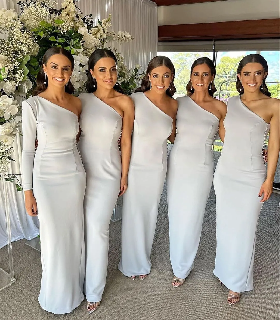 Modest gray bridesmaid dresses deals