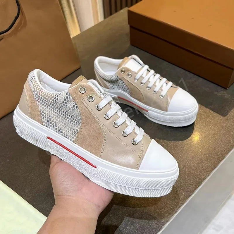 Designer Stripes Casual Shoes Vintage Print Check Sneaker Grid Cotton Trainers Classic Print Low-top Men Women lovers Canvas Sneakers With box 35-45