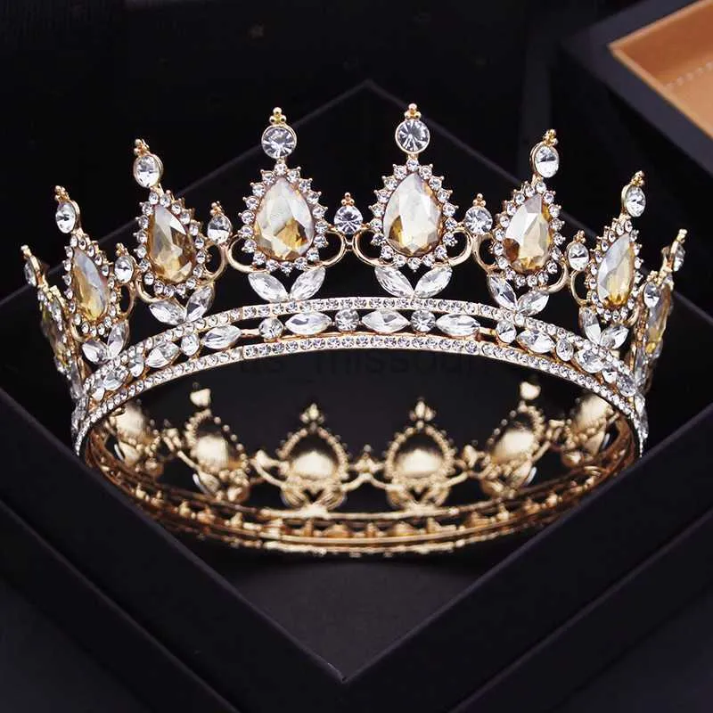 Andra modetillbehör Crystal Crown Tiara Bridal Hair Accessories Rhinestone Crystal Round Crown Hair Jewelry for Women Queen Party Crown Tiaras GI J0525