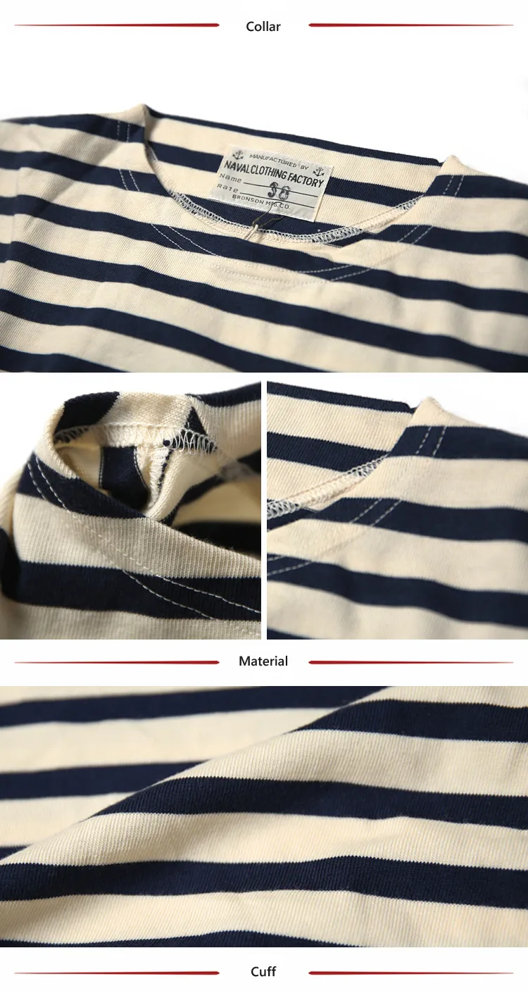 thumbnail image 2 of Bronson Breton Striped Long Sleeve Shirt – French Sailor Naval T-Shirt (I-7) 2 of 6
