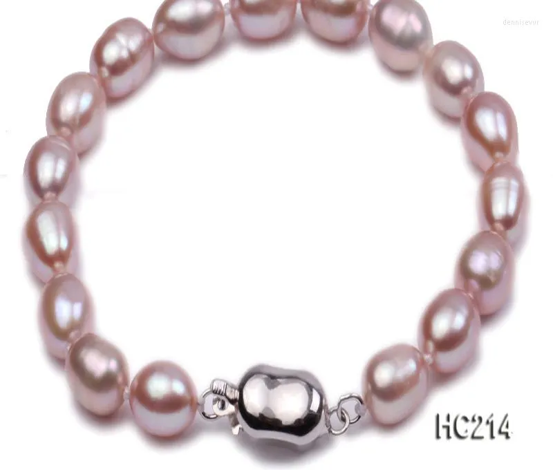 Bangle Women Bracelet 7-8mm Deep Lavender Oval Natural Freshwater Pearl Charming Bracelets