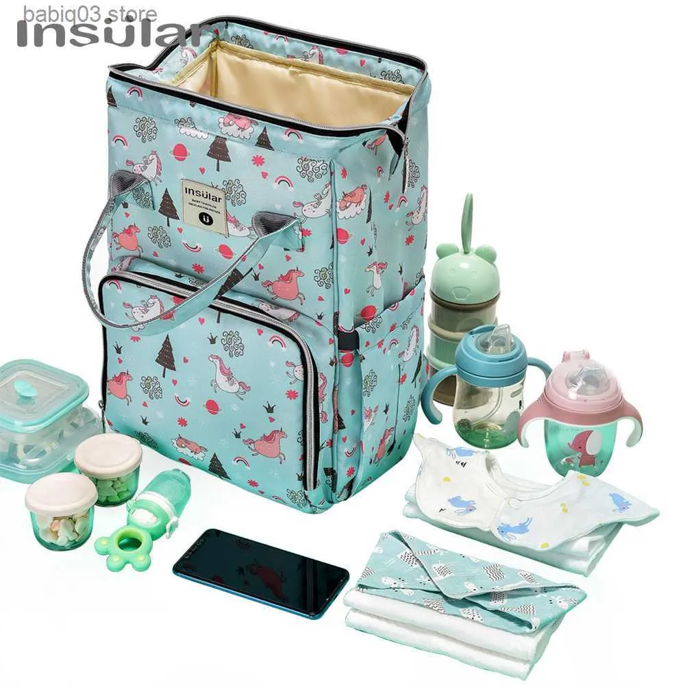 Diaper Bags Insular Baby Diaper Mom Mummy Bags Maternal Stroller Bag Nappy Backpack Maternity Organizer Travel Hanging For Baby Care T230525