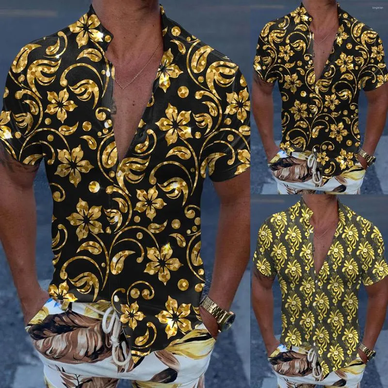 Heren t shirts gemonteerd shirt Ken poppen kostuum mannen casual korte mouw lente zomer turndown nek 3D geprinte mode top blouse stropdas