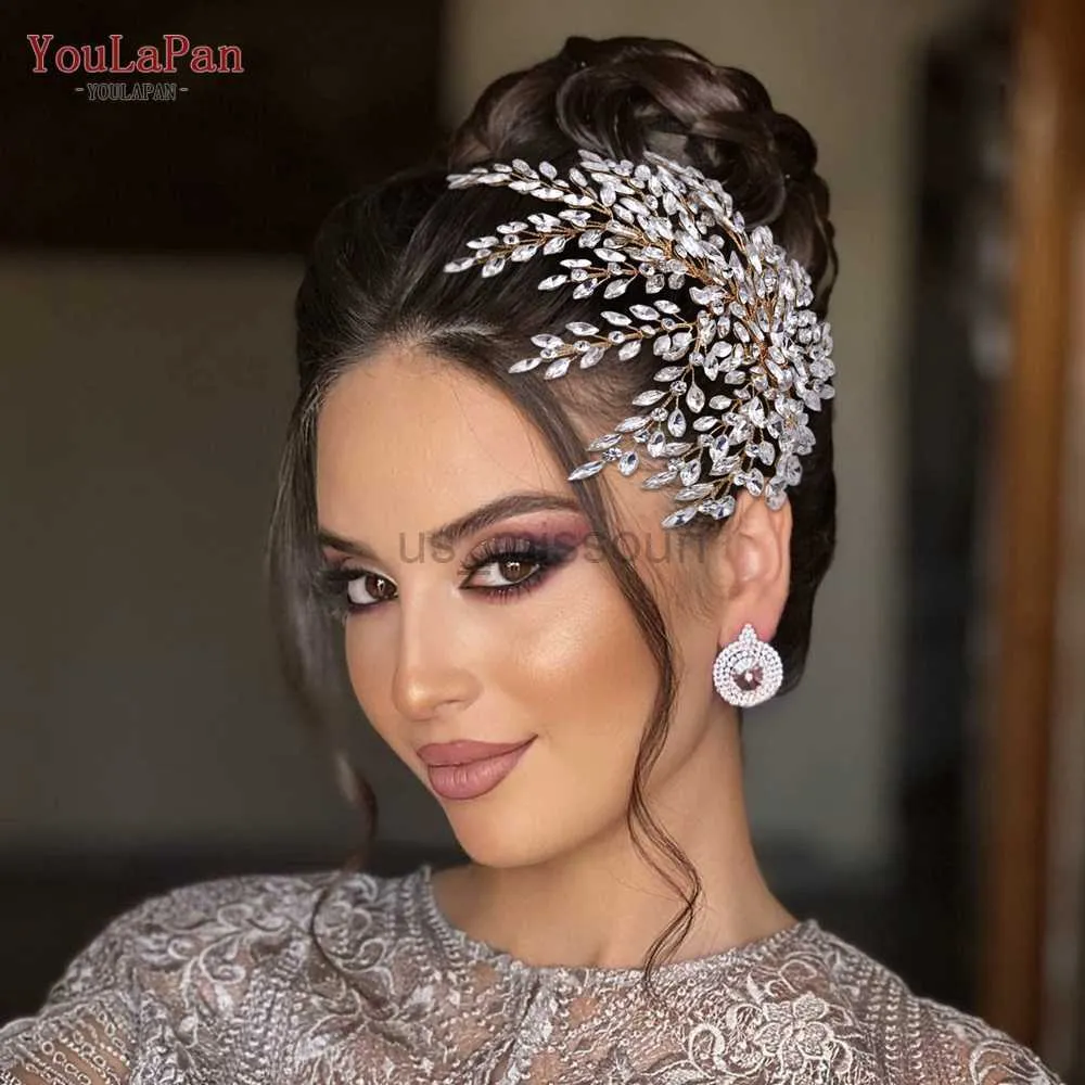 Andra modetillbehör Youlapan HP438 Shiny Rhinestone Bridal Headpiece Kvinnor Huvudbonad bröllop hårtillbehör smycken brud huvudbit för del J230525