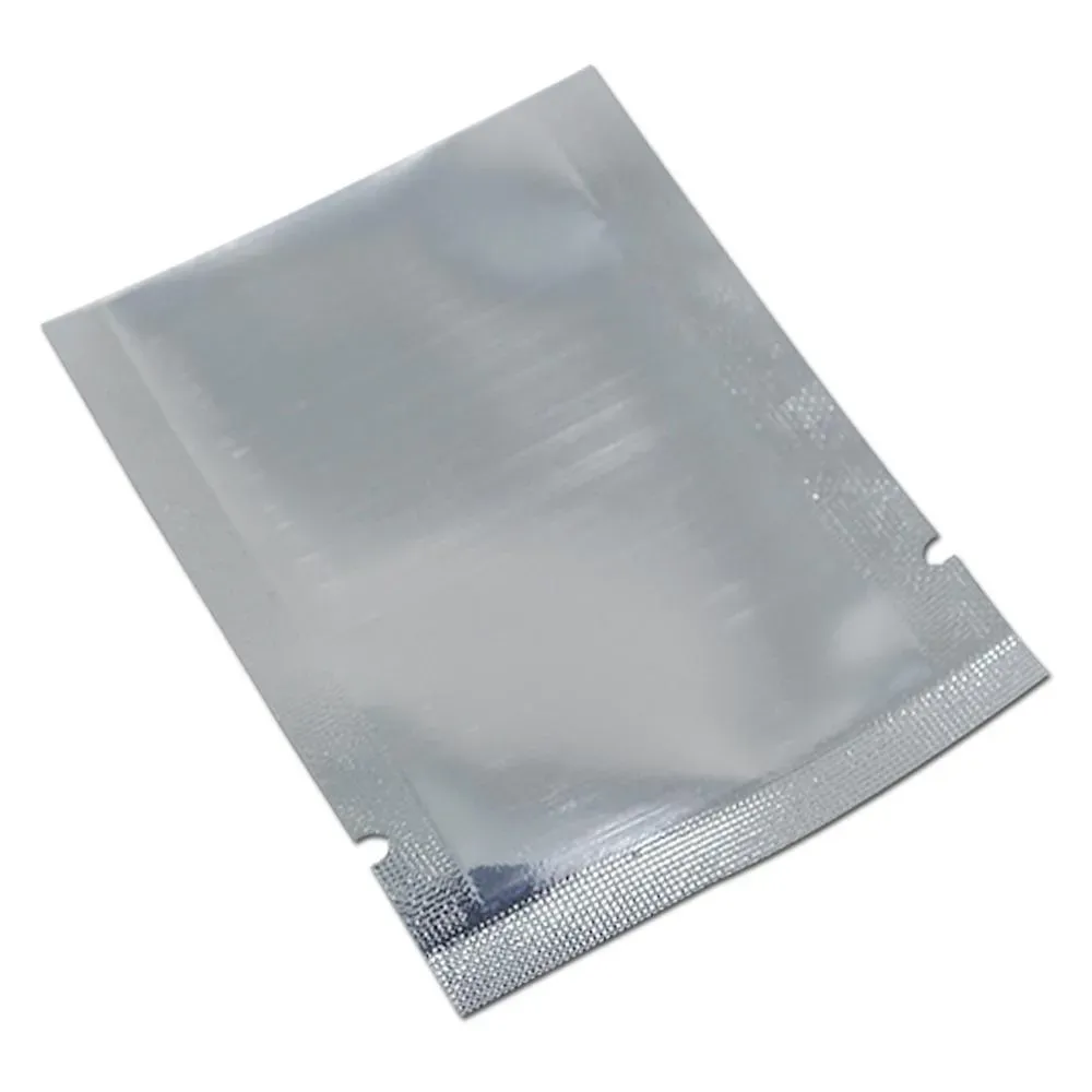 Clássico dianteiro branco prata branca aberta top mylar sacos calor vedação plástico alumínio papel alumínio