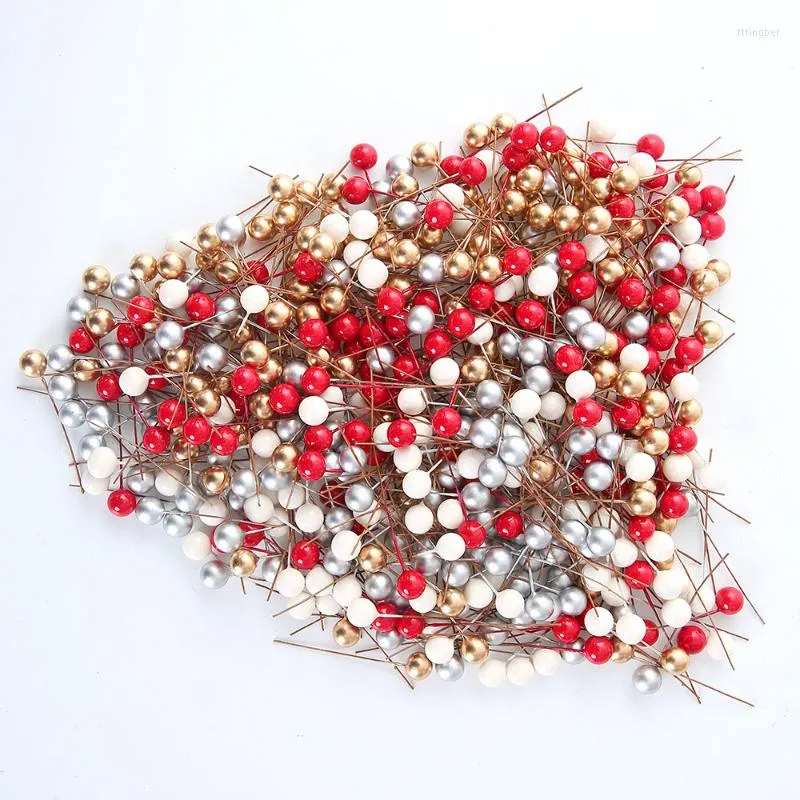 Decorative Flowers 50-100Pcs Pearl Stamens Artificial Flower Small Berries Cherry For Wedding Party Gift Box DIY Wreath Home Decorations