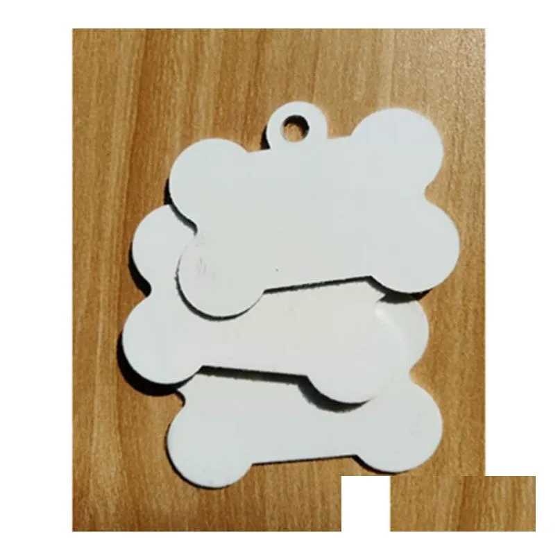 Dog Tag Id Card Dhs300Pcs Sublimation Diy Blank White Metal Bone Pet Tag Id Drop Delivery Home Garden Supplies Dhboc