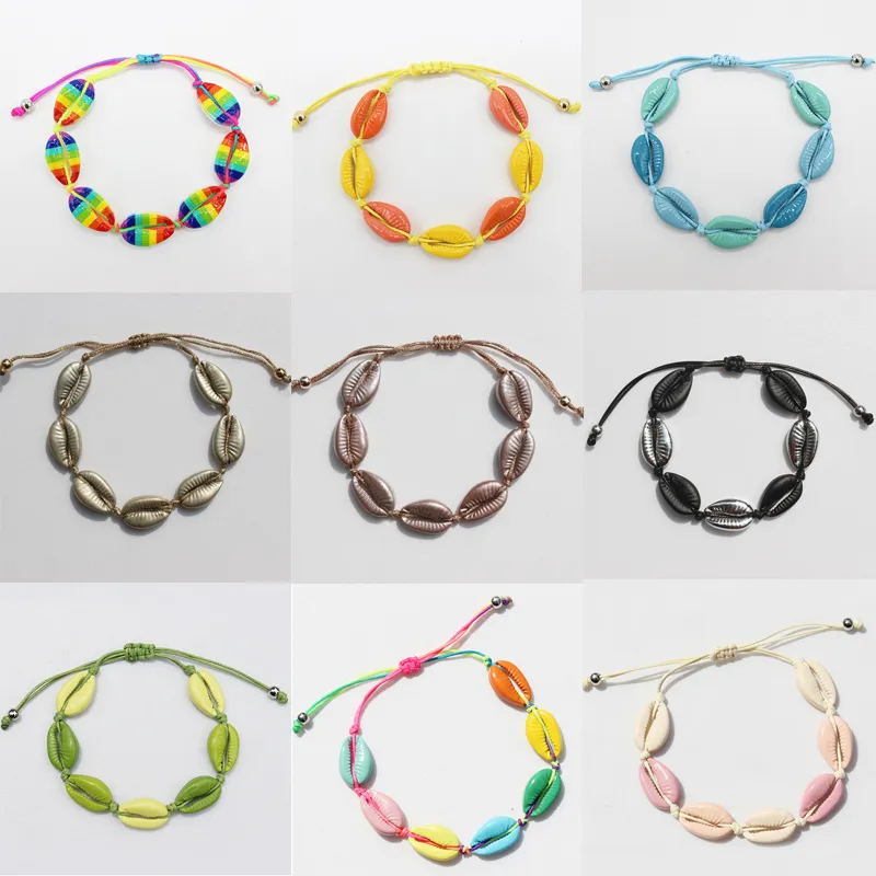 Mehrfarbiges Muschelarmband im Boho-Stil für Damen und Mädchen, Reisen, Strand, Muschel, verstellbares Armband, Geschenk für die liebe Freundin