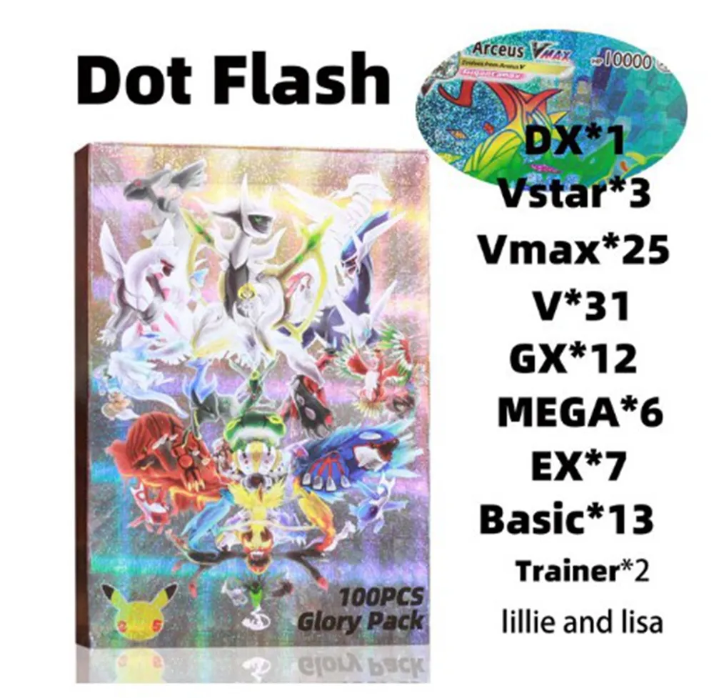 2023 Migliori Carte Pokemon TCG Dot Flash HOLO Vmax Vstar GX MEGA EX Ultra  Rare Arcobaleno Arceus DIY Charizard DX Pokemon Pacchetti Di Carte Bambini  Regalo Lucido Da 4,07 € | DHgate