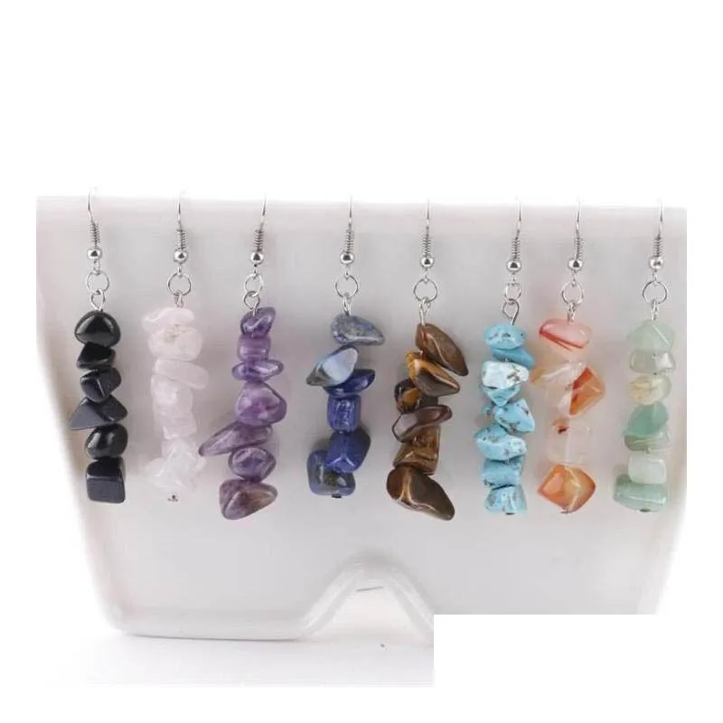 Dangle Lustre Guérison Naturelle Cristal Sodalite Puce Gemstone Boucles D'oreilles Mixte Chakra Femmes Mode Bijoux Amant Cadeau Drop Delive Dhz7P