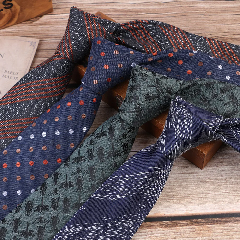 İş gündelik 7cm erkek bağları pamuk polyester moda noktalı çizgili takım elbise gömlek erkek kravat aksesuarları parti işyeri kravat