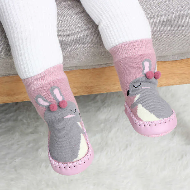 Socks Baby shoes indoor young children Terry cotton boys' with rubber soles fun socks for baby animals G220524