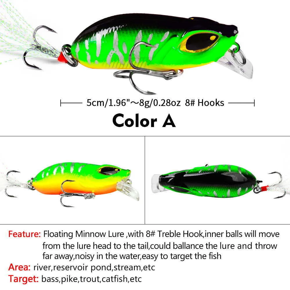 Baits Lures Minnow 55mm 8g Mini Floating Crank Artificial Hard With Feather  Hook Bass Fishing Trout Bait P230525 From Mengyang10, $3.25