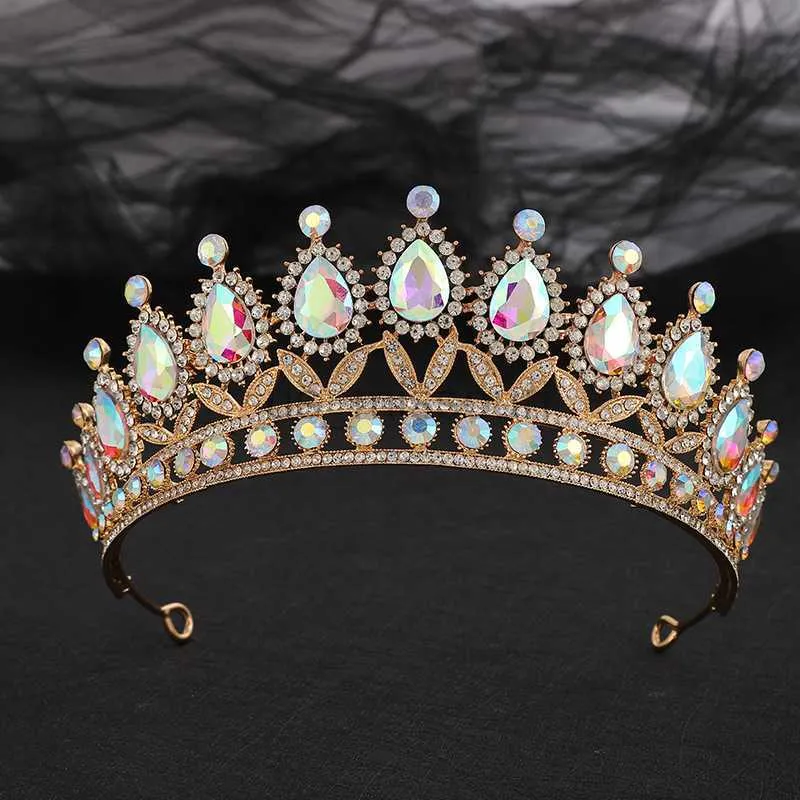 Otros accesorios de moda KMVEXO Barroco Lujo AB Color Cristal Coronas nupciales Diamante de imitación Diadema Tiaras Novia Diadema Fiesta de bodas Cabello Jewe J230525