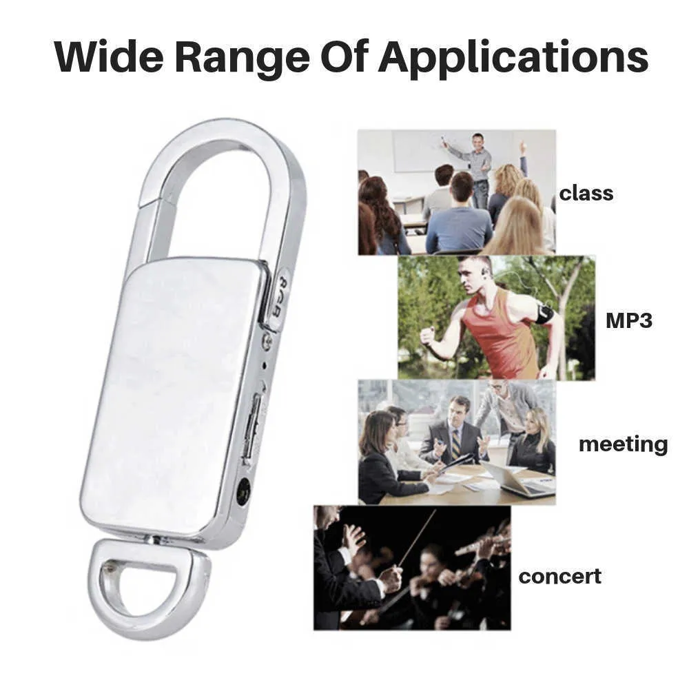 Portable Recording Pen Keychain One Click Recording High-Definition Ruis Reduction Portable MP3 Conference Recording Pen