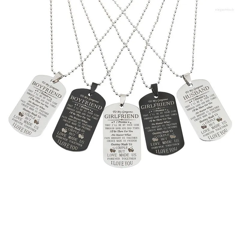 Colliers pendentifs à mon magnifique mari femme petit ami petite amie je t'aime collier militaire couples cadeaux d'anniversaire citations colliers