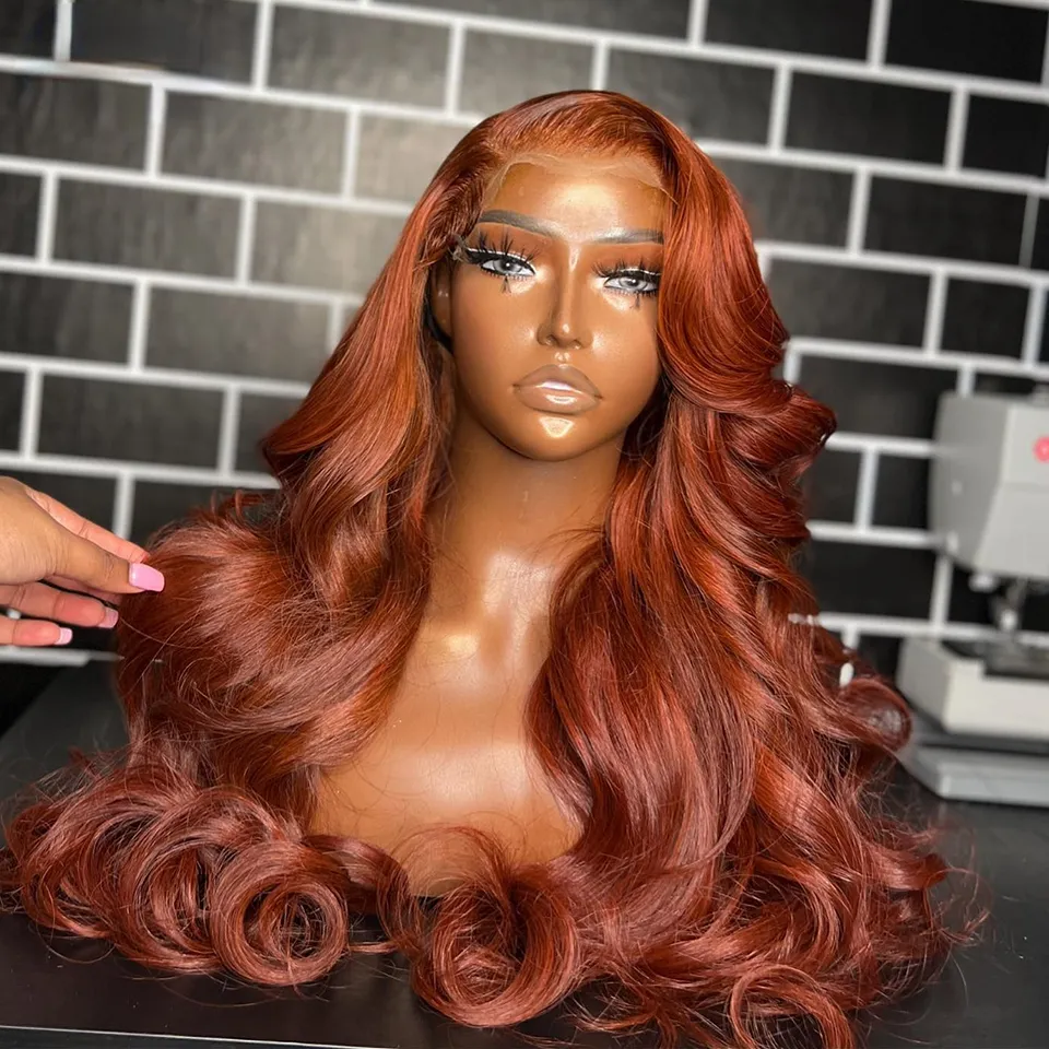 Auburn Ginger Body Wave 13x4 Transparent Lace Front Wig 