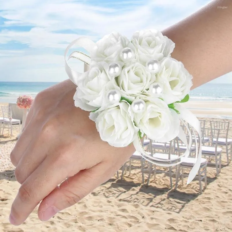 Dekorative Blumen 2 Stück Rose Handgelenk Corsage Armband Brautjungfer Schwestern Hand Hochzeit Zubehör Party Dekor künstlich