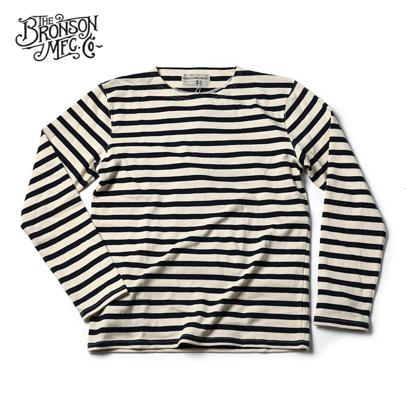 Tシャツ・カットソー bronson Breton Stripe Long Sleeve Tee KR ver AN B-TOP-0009-A Wholesale Vintage French Sailor Naval Mens Striped T Shirt