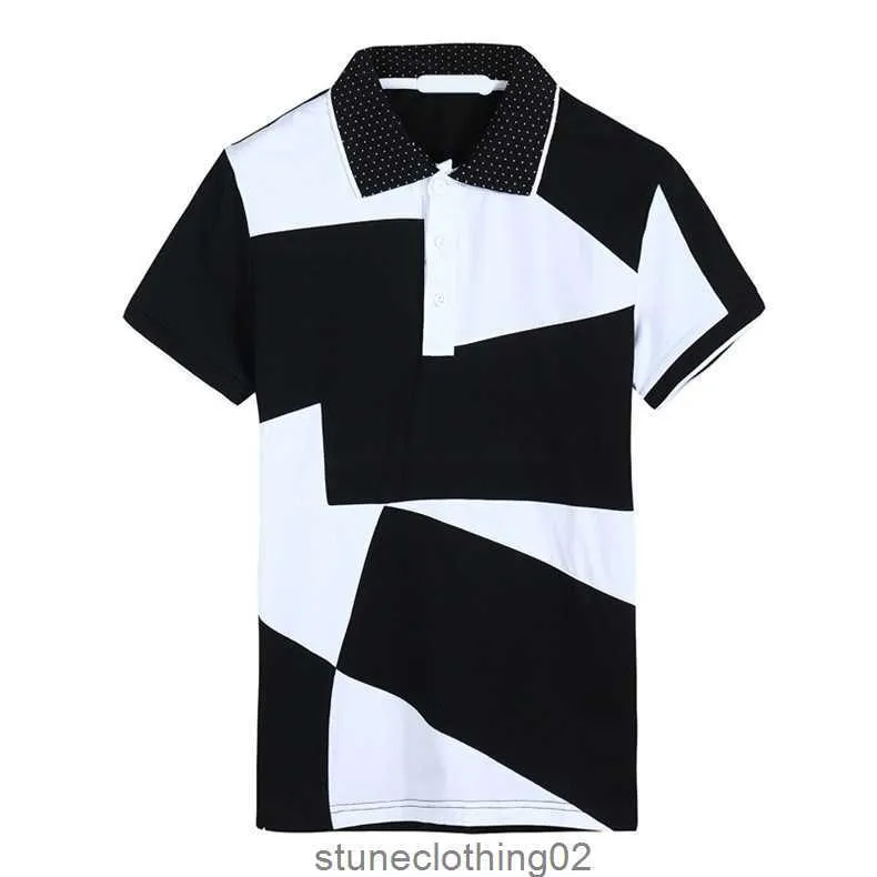 Designer Polo Shirt Male Summer Fashion New Men's Black and White Stitching Cotton Short Polo Sheeved Polo Shirt Slim Men 5xl 6XLACU0