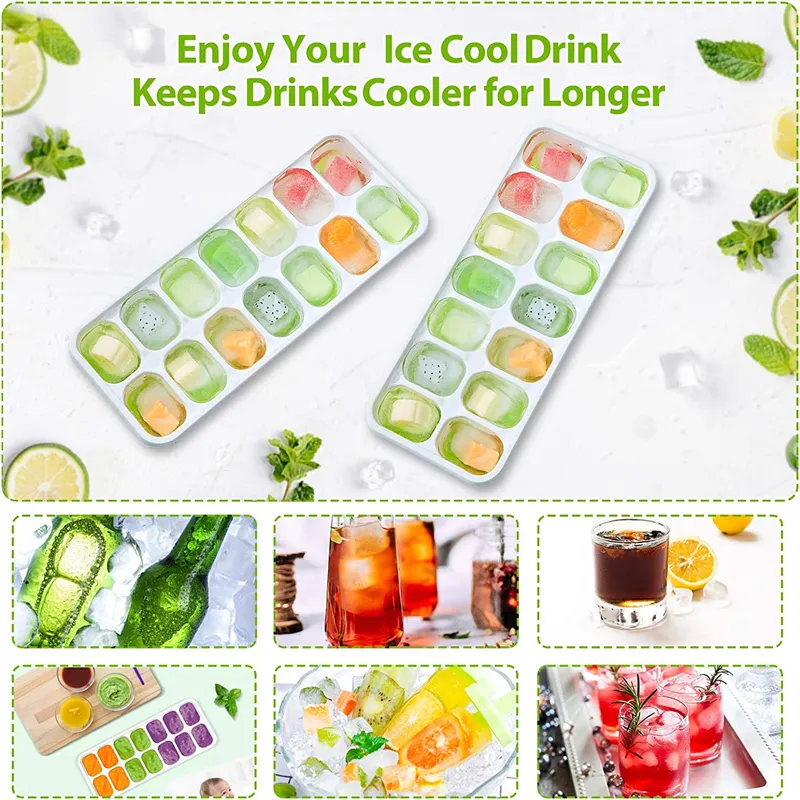 Silicone Ice Cube Tray Mold Large-capacity Ice Tray Mold Reusable Food Grade Ice Maker with Lids Popsicle Mould