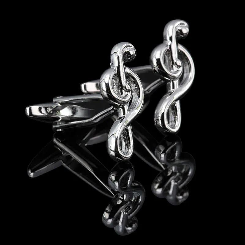 Boutons de manchette C-MAN Hot Treble Clef CufflInks Mode Conception en gros et au détail Notes de musique en argent Boutons de manchette pour hommes G220525