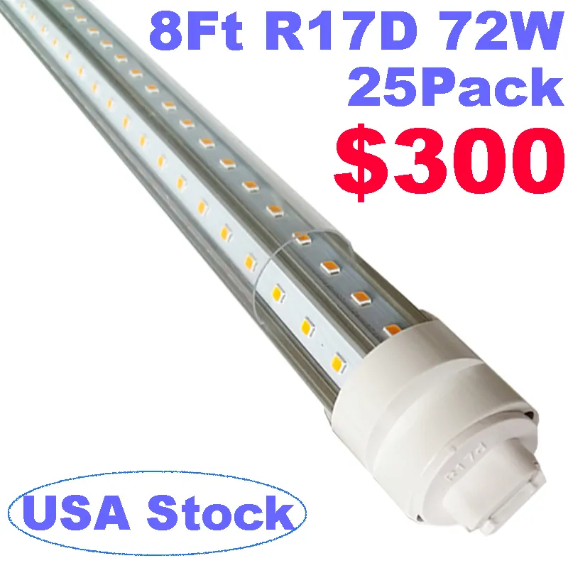 لمبة LED 8ft ، LEDShop Light R17D V على شكل ، 8 أقدام مصابيح LED 6000K 72W 9000LM ، T8/T10/T12 استبدال ضوء أنبوب LED ، BAYPAST BAYPASS المزدوج.