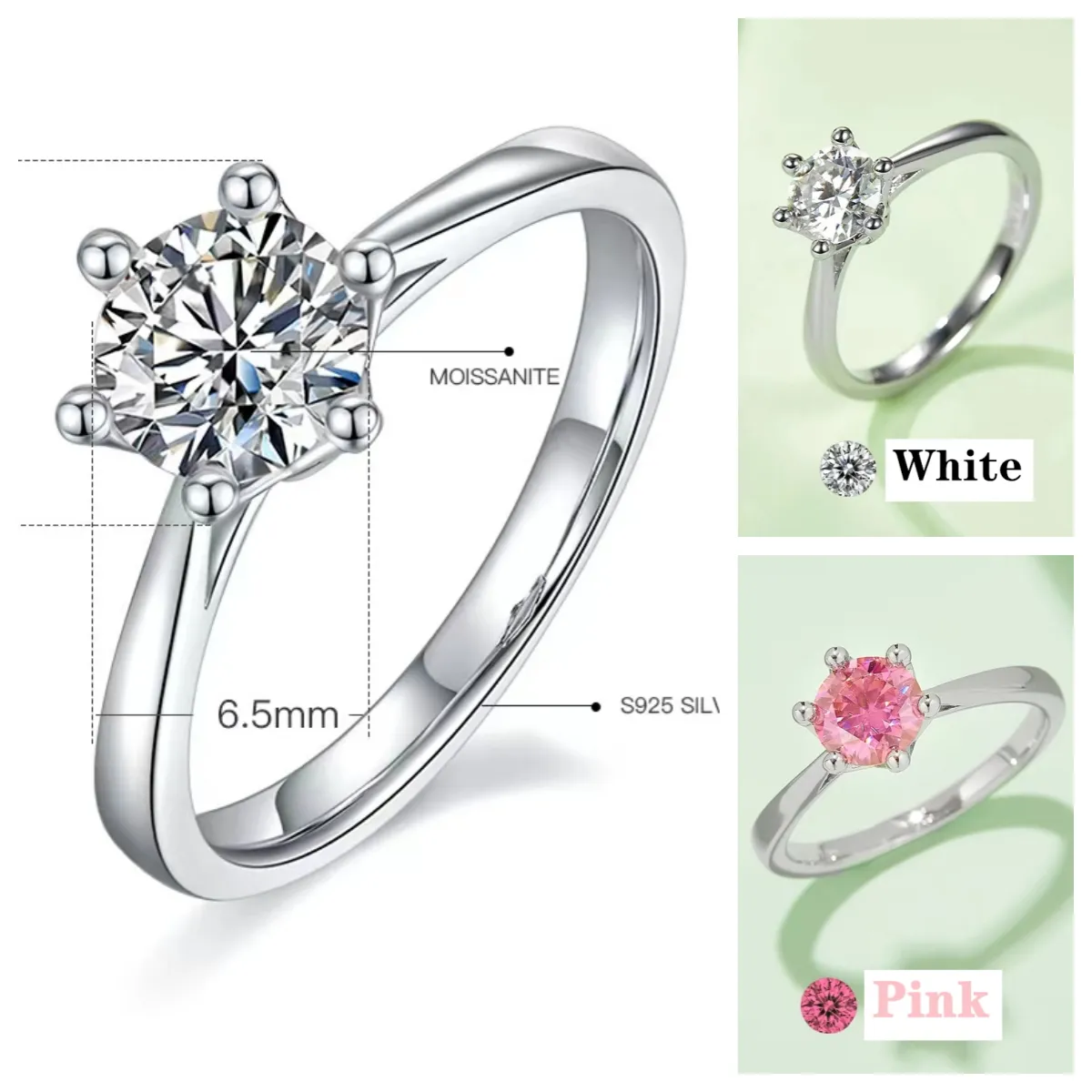 Ontwerper ring diamanten ring moissanite ringen luxe sieraden zilver verloving bruiloft kruis ringen voor liefhebbers cadeau rechte arm kroon moissanite vrouwelijk 5A M22A