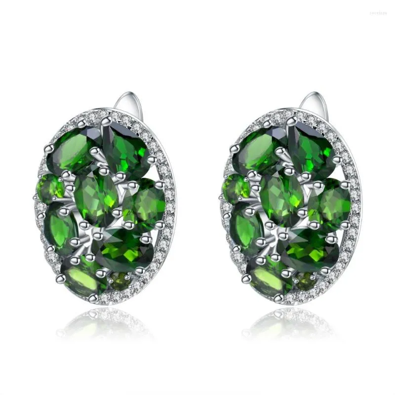 Stud Earrings GEM'S BALLET 6.86Ct Natural Chrome Diopside Vintage 925 Sterling Silver Gemstone For Women Fine Jewelry