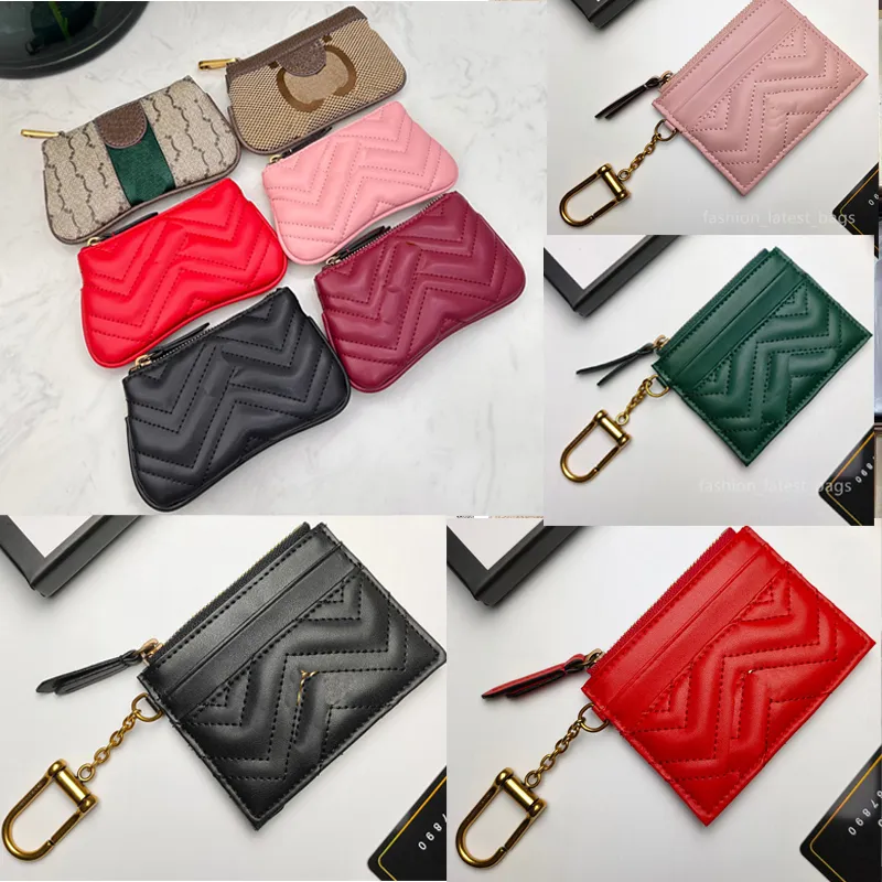 Letras de luxo mini zíper de couro carteiras de chave designer titulares de cartão homens mulheres carteiras dupla face bolsa de moedas lona moda preto vermelho rosa