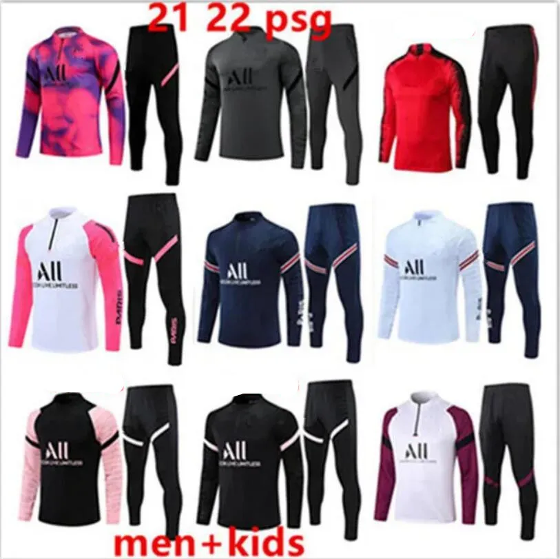 21 22 23 PSGEs MBAPPE soccer jersey tracksuit 2024 -25 Classic style Paris Training Suit Half pull Long sleeve SERGIO RAMOS VERRATTI ICARDI adult kids football