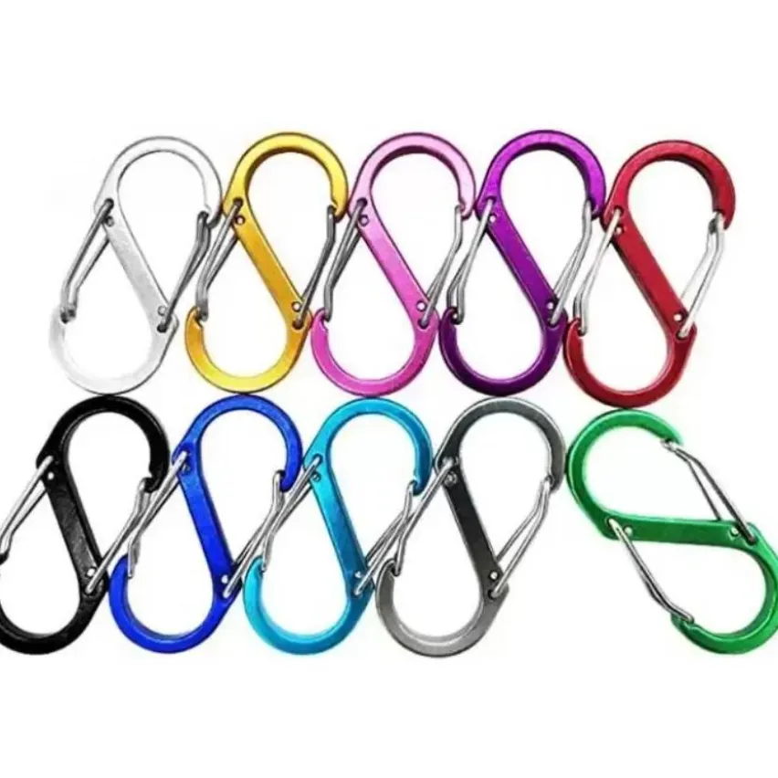 Ganchs Rails 51x23mm Chave Grande Teclado Multifuncional Ring Tools Outdoor Ferramentas Camping S-TYPE FUNDE 8 caracteres QuickDraw Carabiner U0525