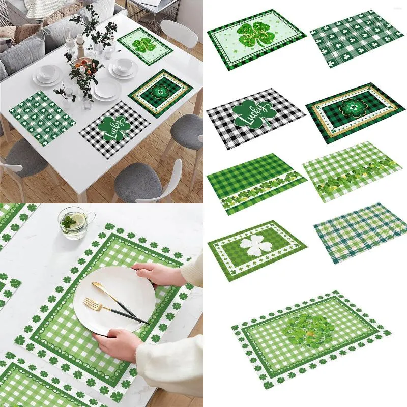 Bord Mats St. Patricks Day Placemats Skandinavier Irish Plaid Decorative Isolated Trableduk #T2P