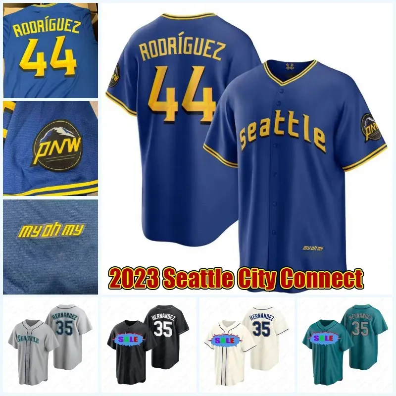 44 Julio Rodriguez Custom 2023 Koszulki baseballowe Ken Griffey Jr. Robbie Ray 51 Suzuki Ichiro Ty France Jarred Kelenic Edgar Martinez Men Men Jersey