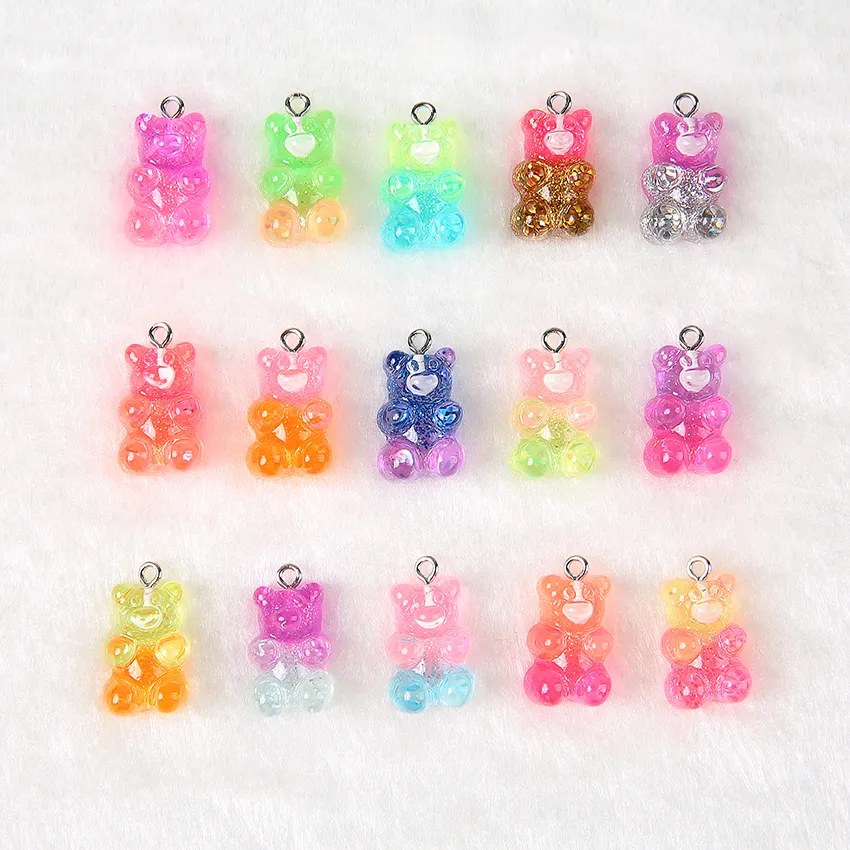 32PCS 20*13 mm Cabochony z żywicy Flatback Gummy Bear Candy Naszyjnik