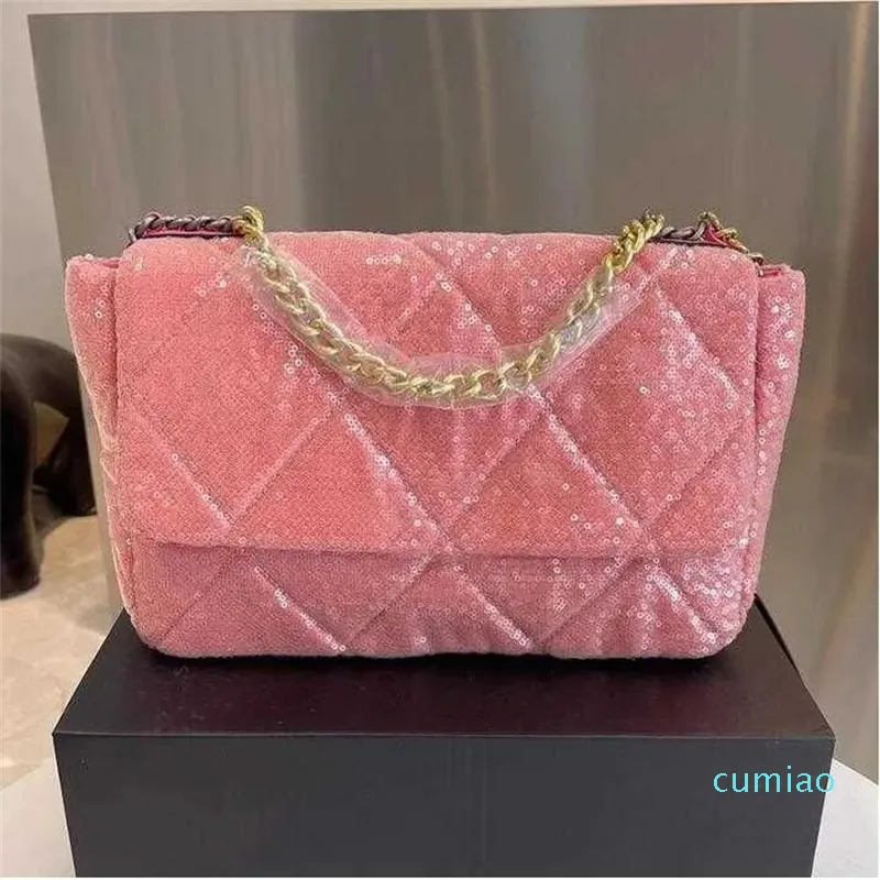 2023- Fashion Women's Holiday Sequin Bag Classic Flap Quilted Large Capacity Interwoven Chain Shiny Crossbody Street Party Luxury Designer