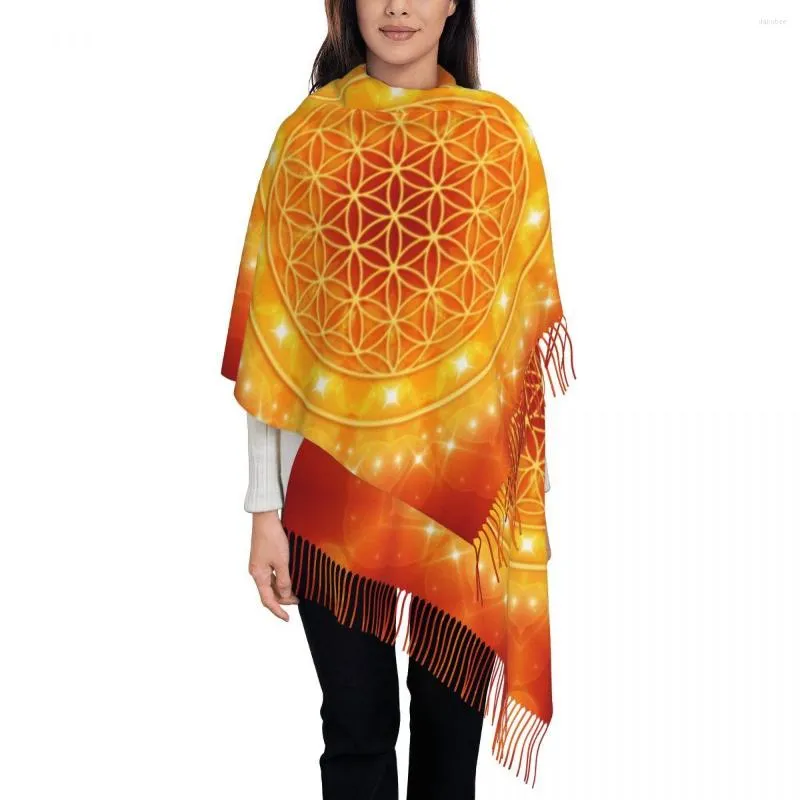Foulards imprimé personnalisé fleur de vie lumière dorée énergie écharpe femmes hommes hiver chaud géométrique Mandala châles enveloppes