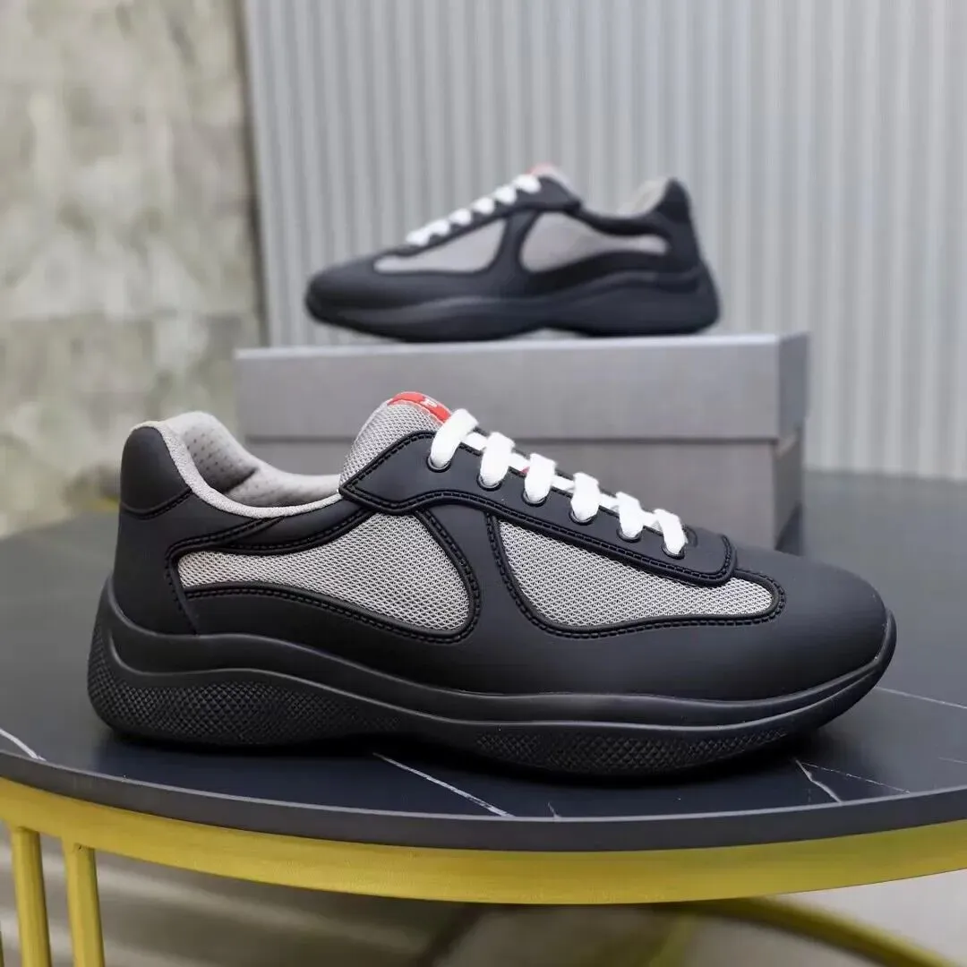 Super Qualità Perfetta Uomo America Cup Sneakers Scarpe Gomma Morbida Bici Tessuto Uomo Tessuto Tecnico Pelle di Vitello Casual Walking Comfort Estate Coppia Sport