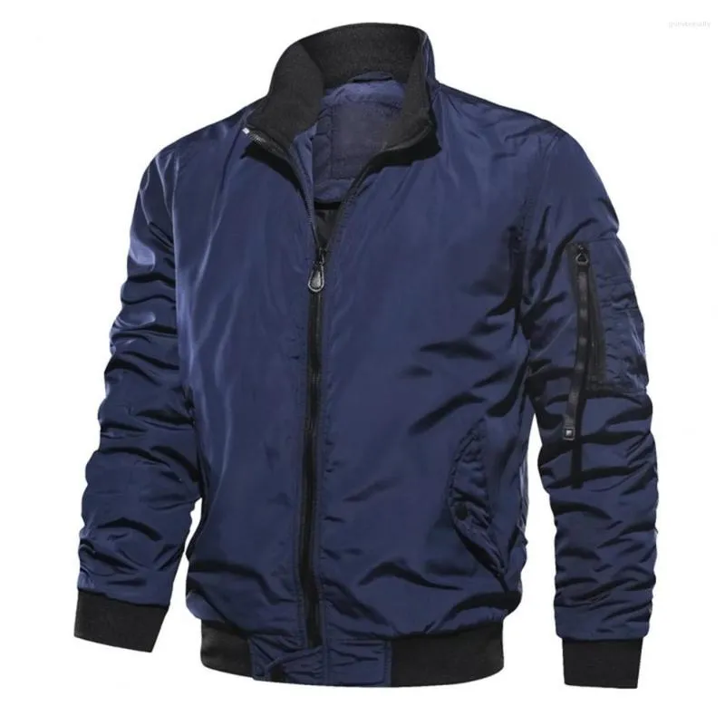 Mens Jackets Men Jacket Stand Collar Long Sleeves Coat Slant