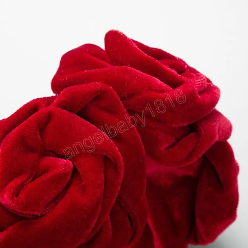 Fashion Headband Wide Side Big Rose Flower Hairband Solid Color Turban Adult Top Quality Headwear Hair Accessories