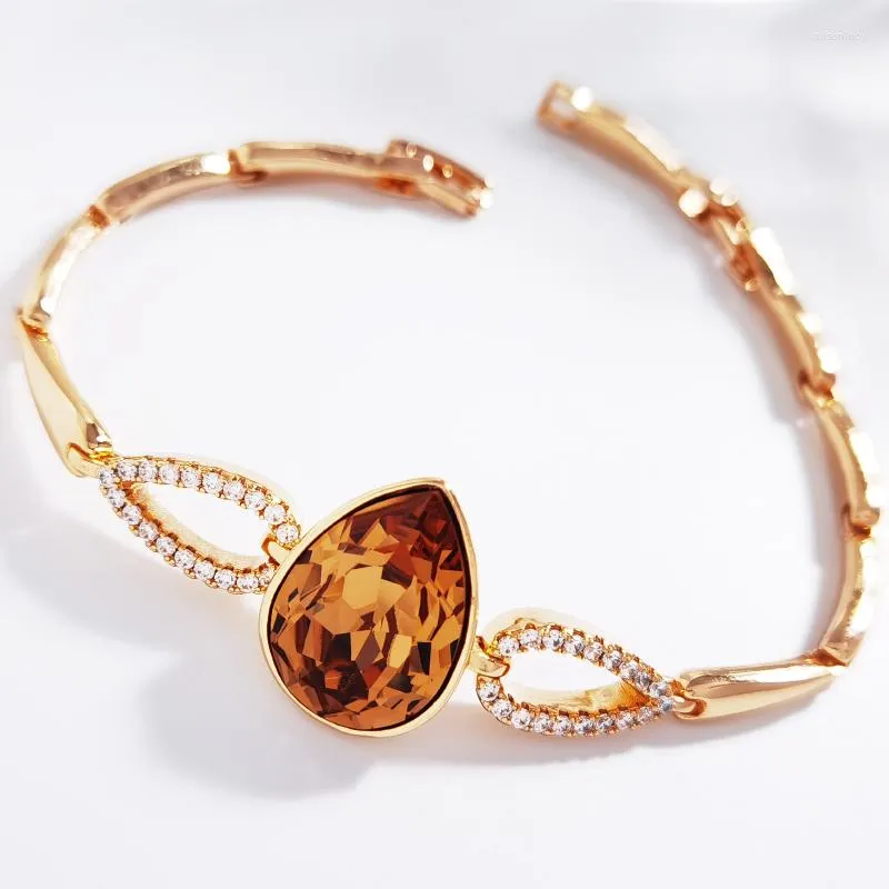 Charm Bracelets Fashion Woman 2023 Teardrop Bijoux Made With Austrian Crystal For Girls Trending Water Drop Hand Jewelry Accessoriies