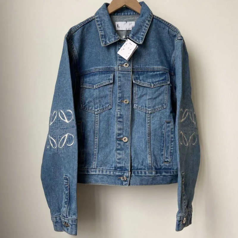 top quality womens denim jacket designer Jacket cutout sticker embroidery slim fit Denim coat long sleeve coats luxury cowgirl clothing