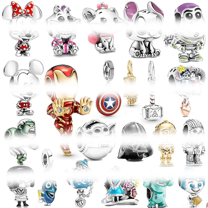 Nowy S925 Sterling Srebrny Pandora Charm Cartoon Series zawieszenia koraliki odpowiednie do prymitywnej bransoletki DIY Damskie Biżuteria Akcesoria moda Bezpłatna dostawa