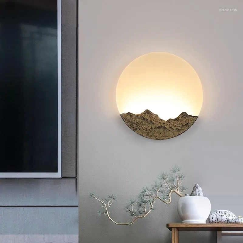 Lâmpadas de parede Decoração da sala de estar chinesa Lighture Gretture redonda de cabeceira de cabeceira de cabeceira El LED de chá de fundo